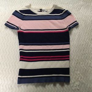 Cropped Ribbed Short Sleeve Shirt - Small